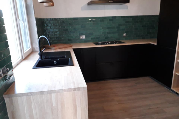 Keuken in zwart/blank